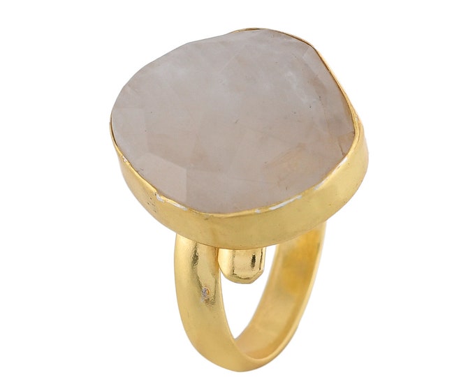 Size 7.5 - Size 9 Moonstone Black Tourmaline Ring Meditation Ring 24K Gold Ring GPR1767