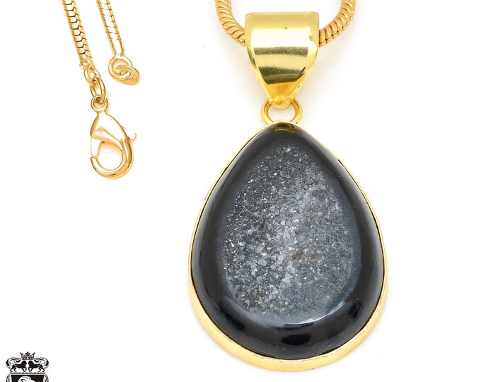 Agate Druzy Pendant Necklaces & FREE 3MM Italian 925 Sterling Silver Chain GPH483