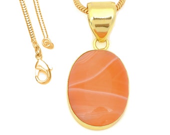 Lake Superior Achat 24K Gold Anhänger Halskette