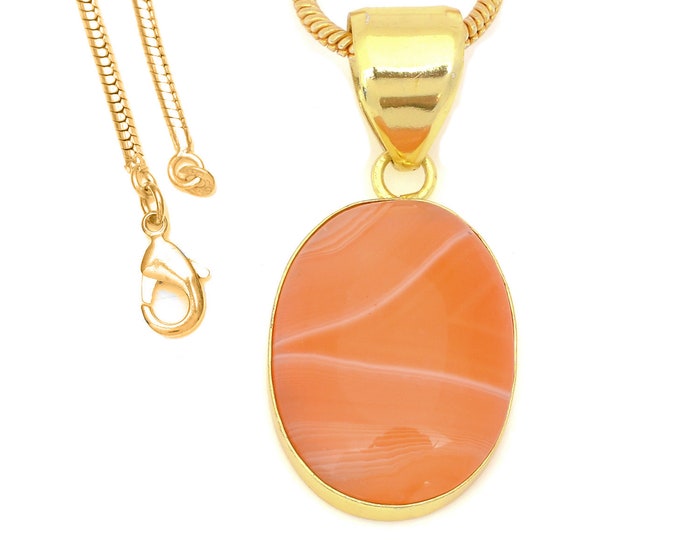 Lake Superior Agate Pendant Necklaces & FREE 3MM Italian 925 Sterling Silver Chain GPH1454