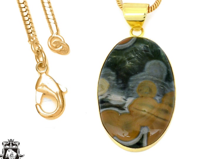 Ocean Jasper Pendant Necklaces & FREE 3MM Italian 925 Sterling Silver Chain GPH1290