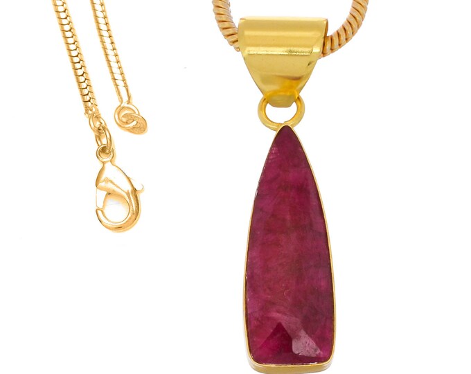 Ceylon Ruby Pendant Necklaces & FREE 3MM Italian 925 Sterling Silver Chain GPH1263
