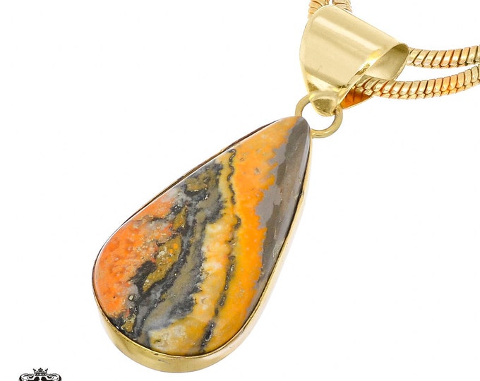 Bumblebee Jasper Pendant Necklaces & FREE 3MM Italian 925 Sterling Silver Chain GPH887