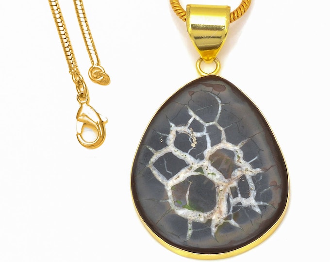 Septarian Nodule Pendant Necklaces & FREE 3MM Italian 925 Sterling Silver Chain GPH295