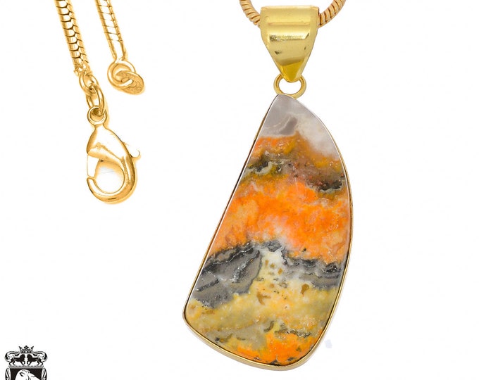 Bumblebee Jasper Pendant Necklaces & FREE 3MM Italian 925 Sterling Silver Chain GPH881