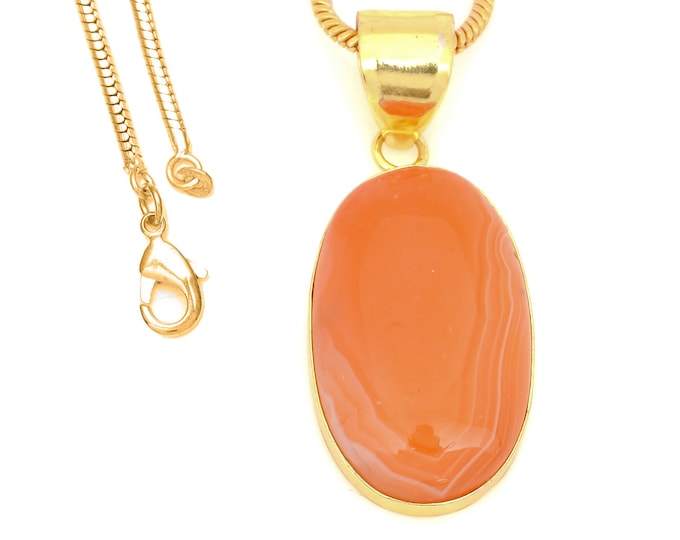 Lake Superior Agate Pendant Necklaces & FREE 3MM Italian 925 Sterling Silver Chain GPH1456