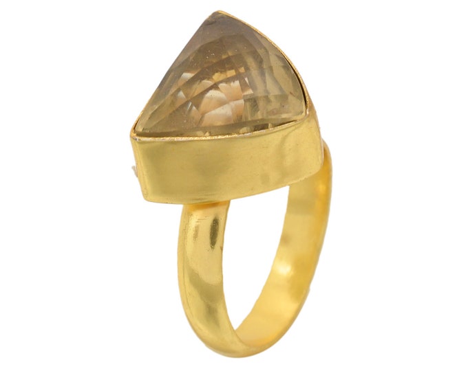 Size 6.5 - Size 8 Rutile Quartz Ring Meditation Ring 24K Gold Ring GPR1666