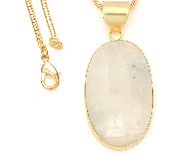 Rainbow Moonstone Pendant Necklaces & FREE 3MM Italian 925 Sterling Silver Chain GPH1672