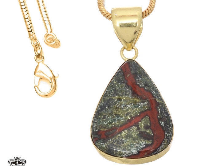 Dragon Blood Jasper Pendant Necklaces & FREE 3MM Italian 925 Sterling Silver Chain GPH721