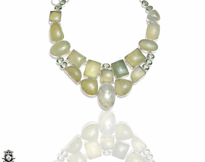 Prehnite Genuine Gemstone Healing Crystal Necklace Birthstone Necklace NK188