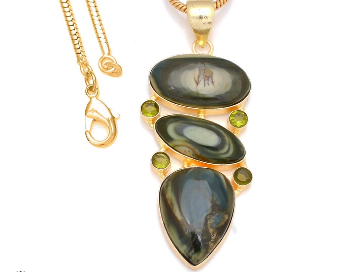 Imperial Jasper 24K Gold Pendant & 3mm Snake Chain GP142