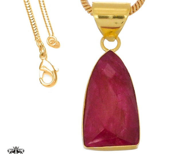 Ceylon Ruby Pendant Necklaces & FREE 3MM Italian 925 Sterling Silver Chain GPH1268