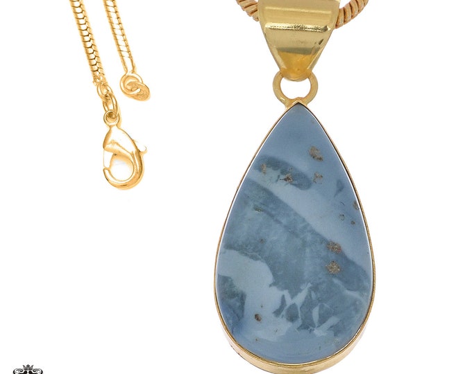 Owyhee Blue Opal Pendant Necklaces & FREE 3MM Italian 925 Sterling Silver Chain GPH1066