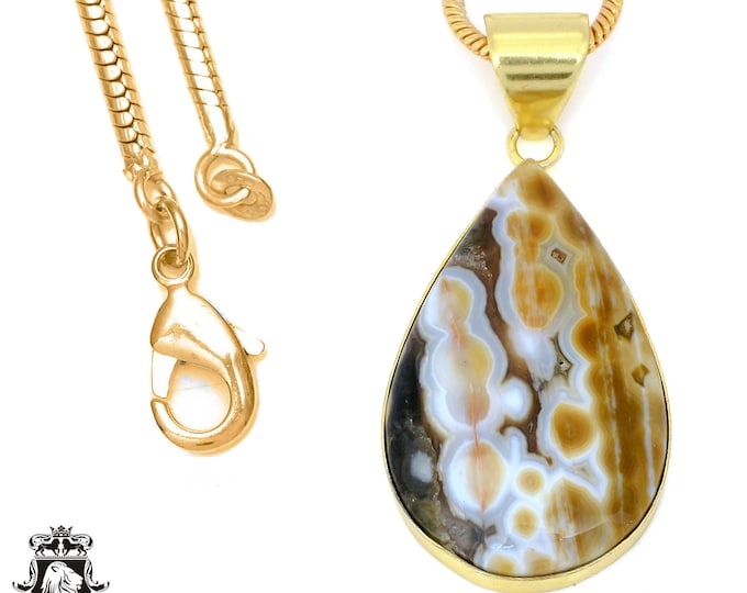 Ocean Jasper Pendant Necklaces & FREE 3MM Italian 925 Sterling Silver Chain GPH1310