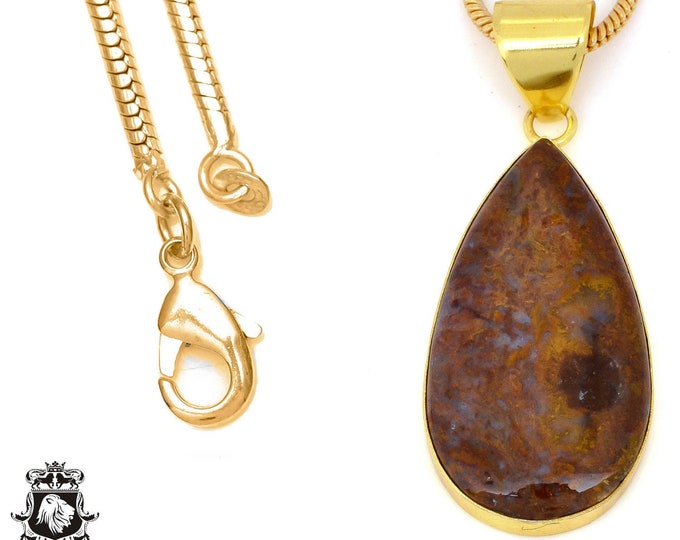 Montana Agate Pendant Necklaces & FREE 3MM Italian 925 Sterling Silver Chain GPH1368
