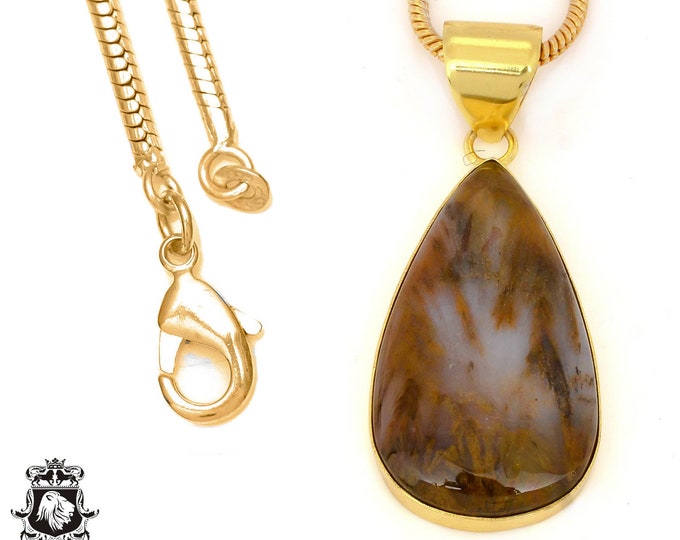 Montana Agate Pendant Necklaces & FREE 3MM Italian 925 Sterling Silver Chain GPH1370