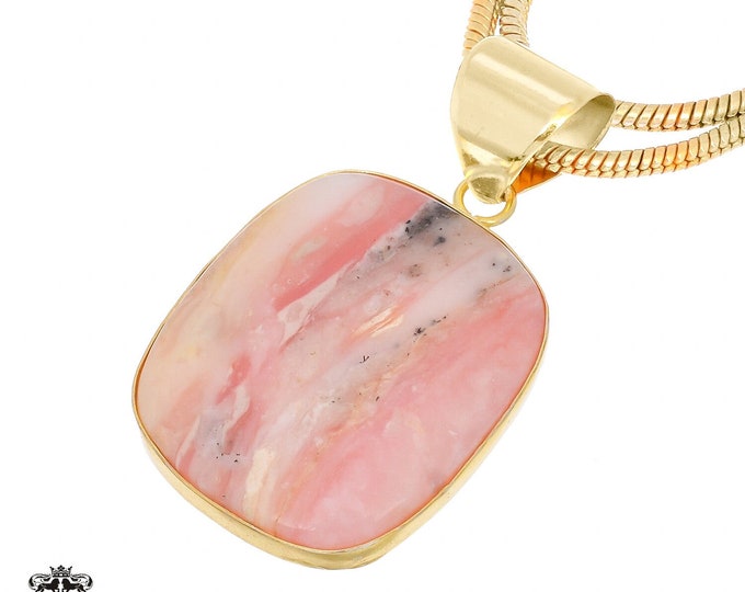 Peruvian Pink Opal Pendant Necklaces & FREE 3MM Italian 925 Sterling Silver Chain GPH990