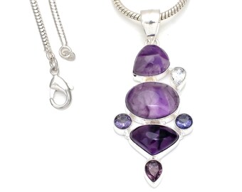 3 Inch Trapiche Amethyst Energy Healing Necklace • Crystal Healing Necklace • Minimalist Necklace P8332
