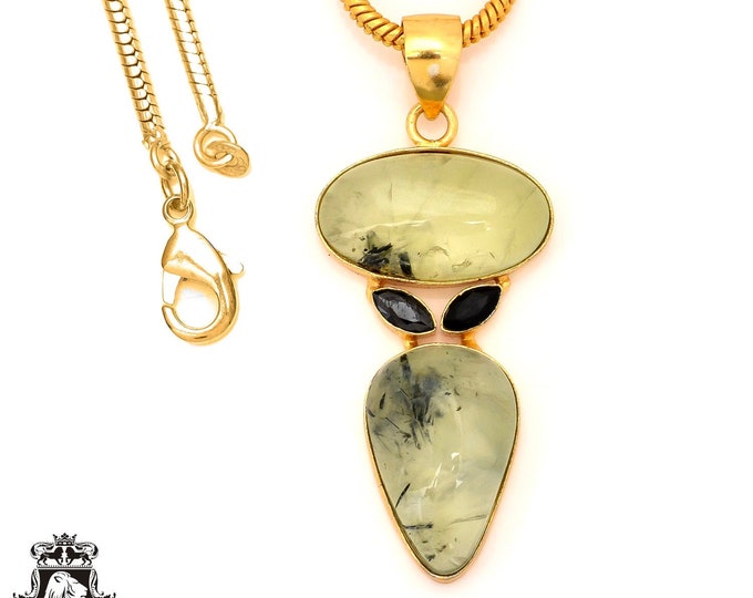 Prehnite 24K Gold  Minimalist Necklace • Gemstone Necklace GP84
