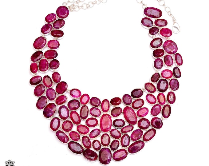 EXOTIC Flare! Kashmir Ruby Necklace Necklace Genuine Gemstone  / WATCH VIDEO / BNC15