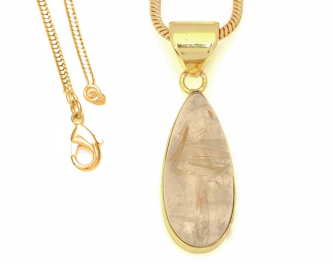 Rutile Quartz Pendant Necklaces & FREE 3MM Italian 925 Sterling Silver Chain GPH1732