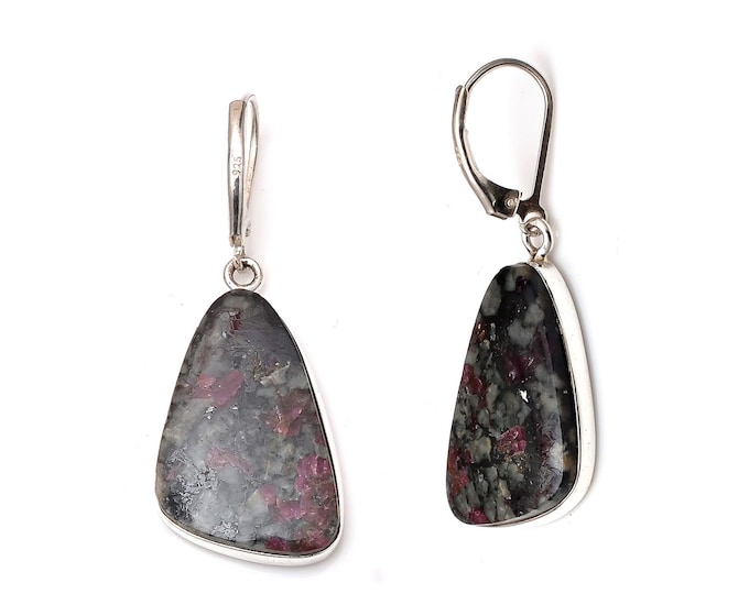 1.5 Inch Eudialyte 925 SOLID Sterling Silver Leverback Earrings E126