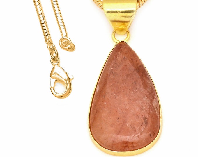 Strawberry Quartz Pendant Necklaces & FREE 3MM Italian 925 Sterling Silver Chain GPH558