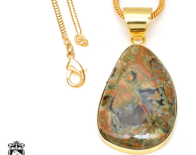 Rhyolite Pendant Necklaces & FREE 3MM Italian 925 Sterling Silver Chain GPH466