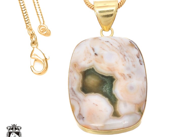 Ocean Jasper Pendant Necklaces & FREE 3MM Italian 925 Sterling Silver Chain GPH734