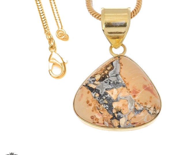 Yellow Dendritic Opal Pendant Necklaces & FREE 3MM Italian 925 Sterling Silver Chain GPH1109