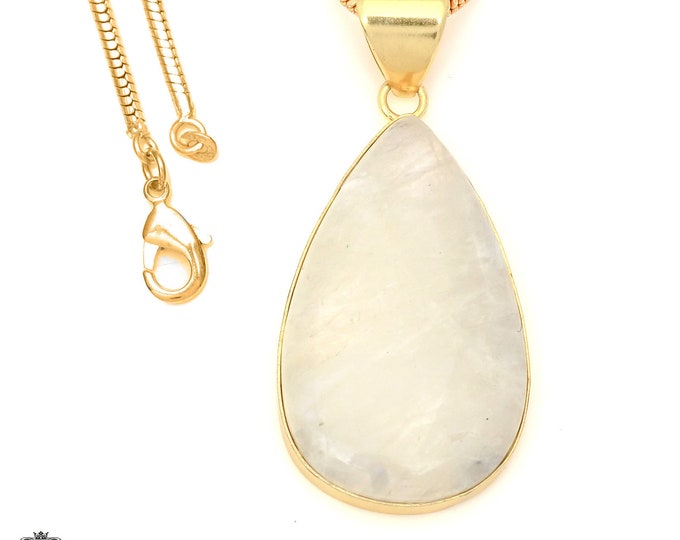 Rainbow Moonstone Pendant Necklaces & FREE 3MM Italian 925 Sterling Silver Chain GPH1676