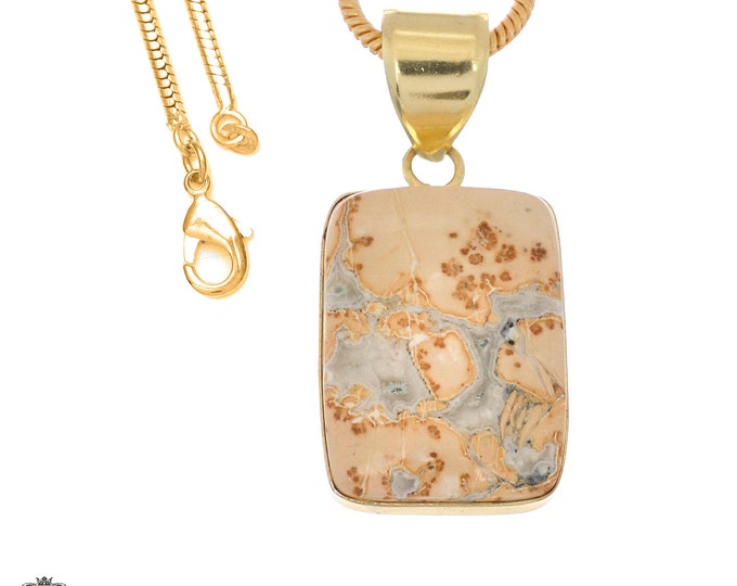 Yellow Dendritic Opal Pendant Necklaces & FREE 3MM Italian 925 Sterling Silver Chain GPH1103