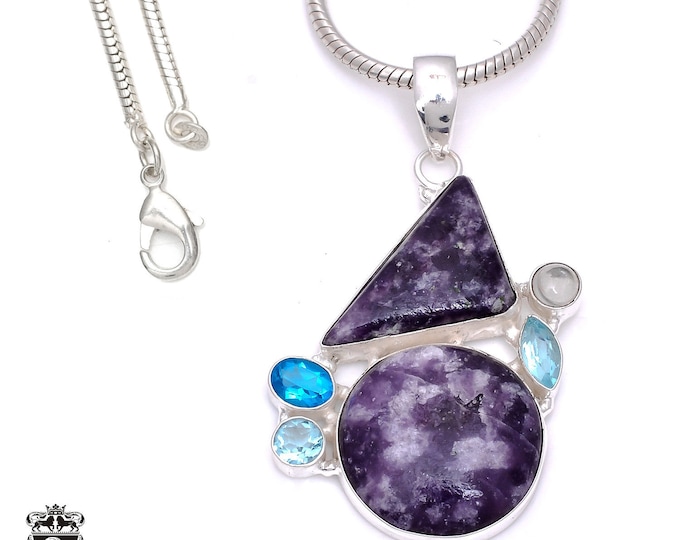 Charoite 925 Sterling Silver Pendant & 3MM Italian 925 Sterling Silver Chain P7929