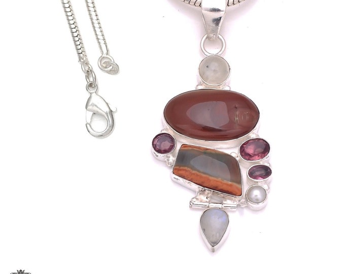 3 Inch Imperial Topaz  925 Sterling Silver Pendant & 3MM Italian 925 Sterling Silver Chain P8252