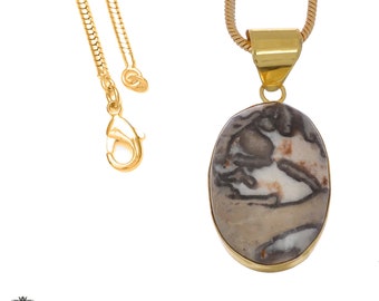 Porcelain Jasper 24K Gold Pendant Necklace