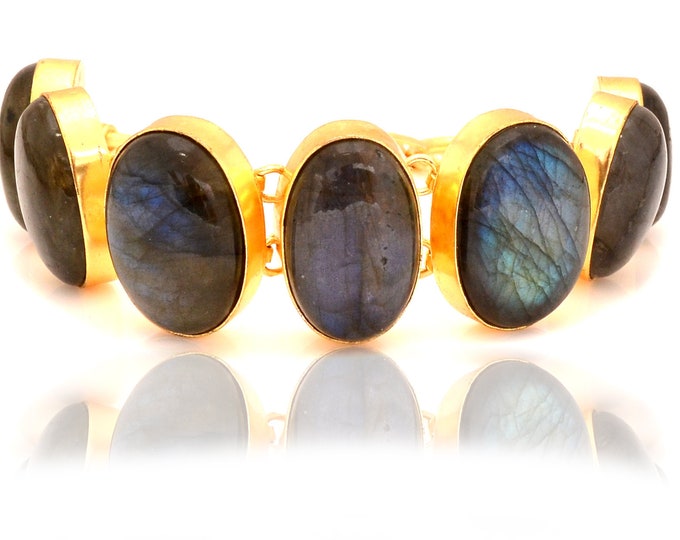 Labradorite Gold  Healing Crystal Bracelet • Birthstone Bracelet GB57