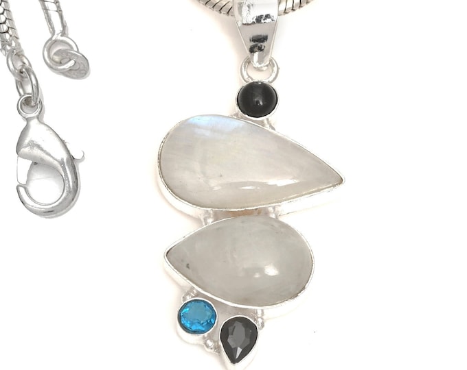 Moonstone Onyx 925 Sterling Silver Pendant & 3MM Italian 925 Sterling Silver Chain P6672