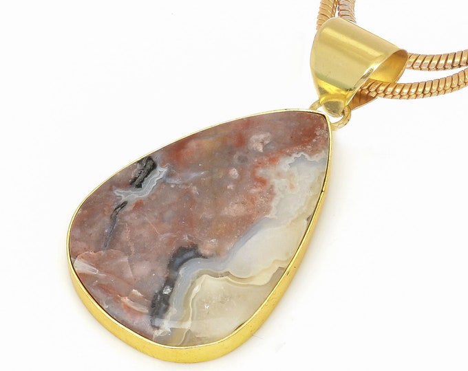 Crazy Lace Agate Pendant Necklaces & FREE 3MM Italian 925 Sterling Silver Chain GPH616