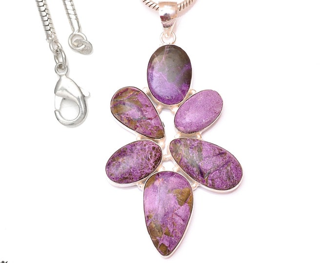 Combo! Sugilite Phosphosiderite Purpurite 925 Sterling Silver Pendant & 3MM Italian Chain P9568