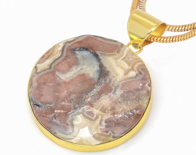 Crazy Lace Agate Pendant Necklaces & FREE 3MM Italian 925 Sterling Silver Chain GPH615