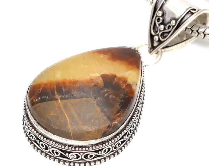 Septarian Dragonstone Pendant & FREE 3MM Italian 925 Sterling Silver Chain  V970