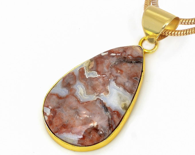 Crazy Lace Agate Pendant Necklaces & FREE 3MM Italian 925 Sterling Silver Chain GPH612