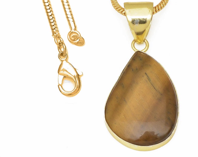 Tiger's Eye Pendant Necklaces & FREE 3MM Italian 925 Sterling Silver Chain GPH635