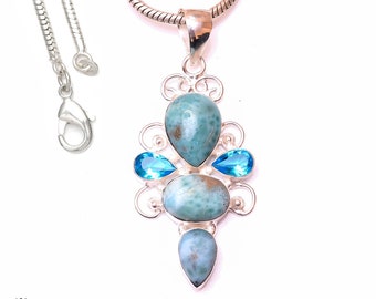 ラリマー プラシオライト ブルートパーズ パール 925 スターリング