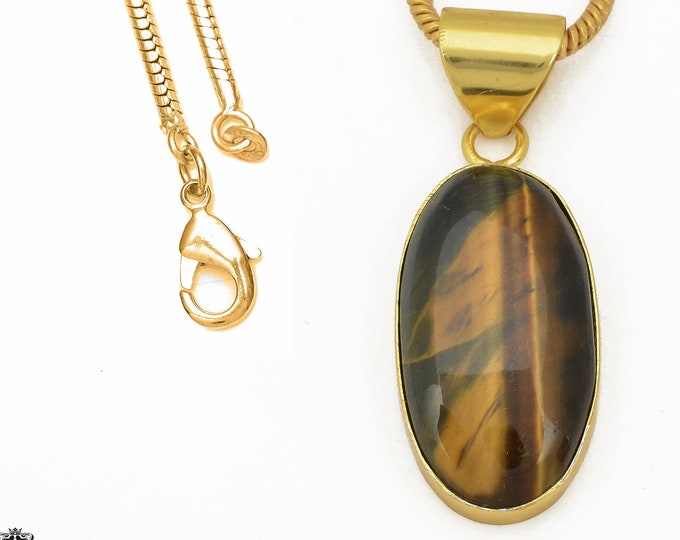 Tiger's Eye Pendant Necklaces & FREE 3MM Italian 925 Sterling Silver Chain GPH651