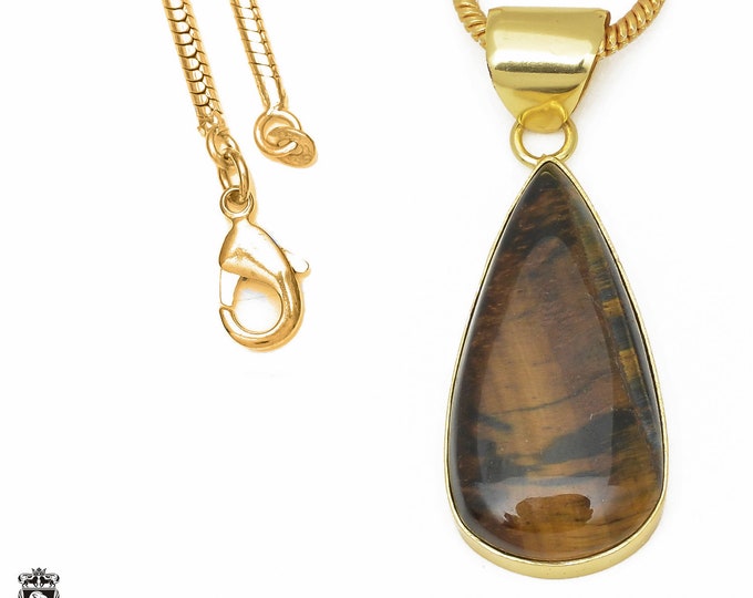 Tiger's Eye Pendant Necklaces & FREE 3MM Italian 925 Sterling Silver Chain GPH638