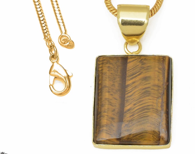 Tiger's Eye Pendant Necklaces & FREE 3MM Italian 925 Sterling Silver Chain GPH634