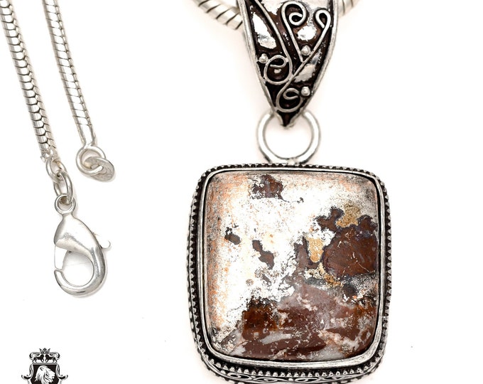 PYRITE CRAZY Lace Agate Necklace & FREE 3MM Italian Chain Energy Healing Necklace V1127