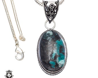 Tibetischen TÜRKIS Anhänger & GRATIS 2 MM Italienisch 925 Sterling Silber Kette V428