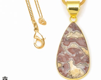 Crazy Lace Agate Pendant Necklaces & FREE 3MM Italian 925 Sterling Silver Chain GPH606